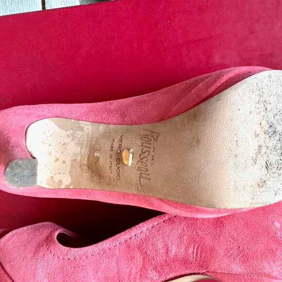 Jerome C. Rousseau high heel coral suede pumps 38.5 (US size 8.5-9) - Picture 5 of 10